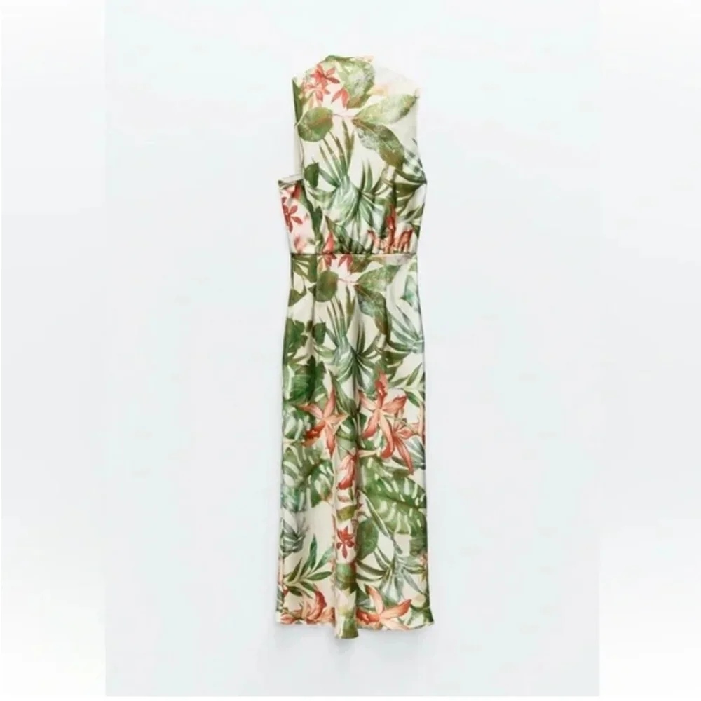ZARA TROPICAL PRINT MIDI DRESS SIZE S - Picture 10 of 13